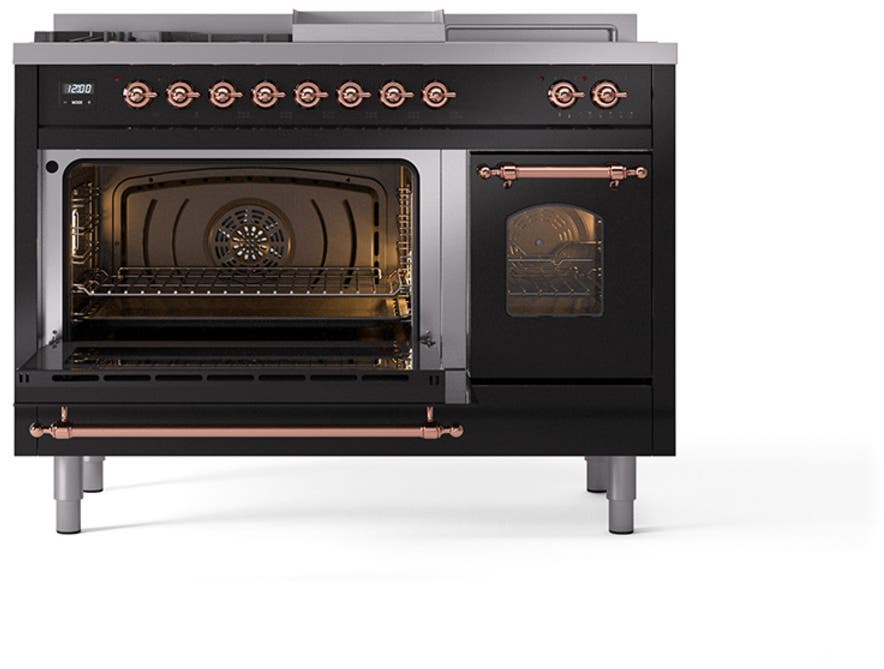 Ilve UP48FSNMPBKPLP Glossy Black With Copper Trim, Lp