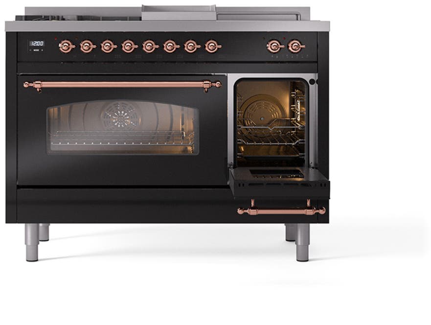 Ilve UP48FSNMPBKPLP Glossy Black With Copper Trim, Lp