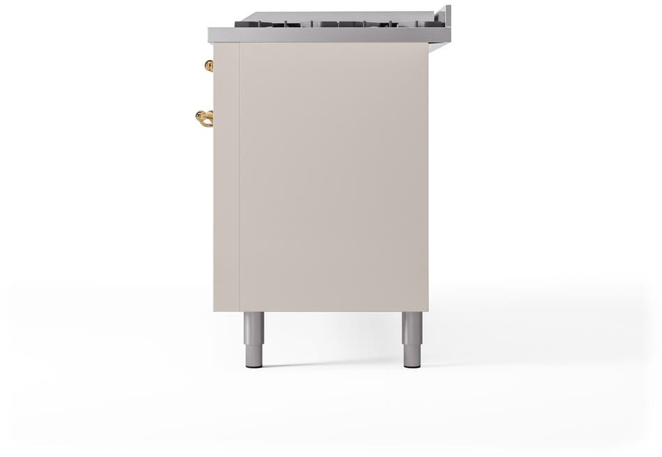 Ilve UP60FNMPAWGLP Antique White, Brass Trim, Triple Glass Door