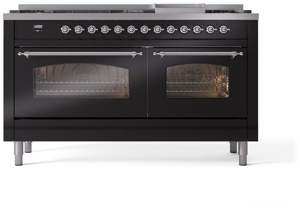 Ilve UP60FNMPBKCLP Glossy Black With Chrome Trim, Lp