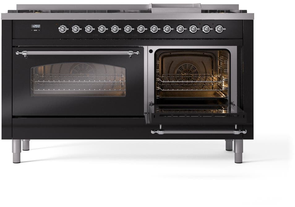 Ilve UP60FNMPBKCLP Glossy Black With Chrome Trim, Lp