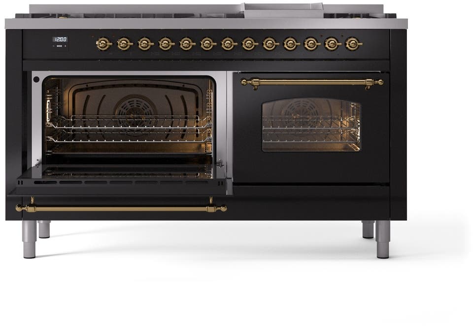 Ilve UP60FNMPBKGLP Glossy Black With Brass Trim, Lp