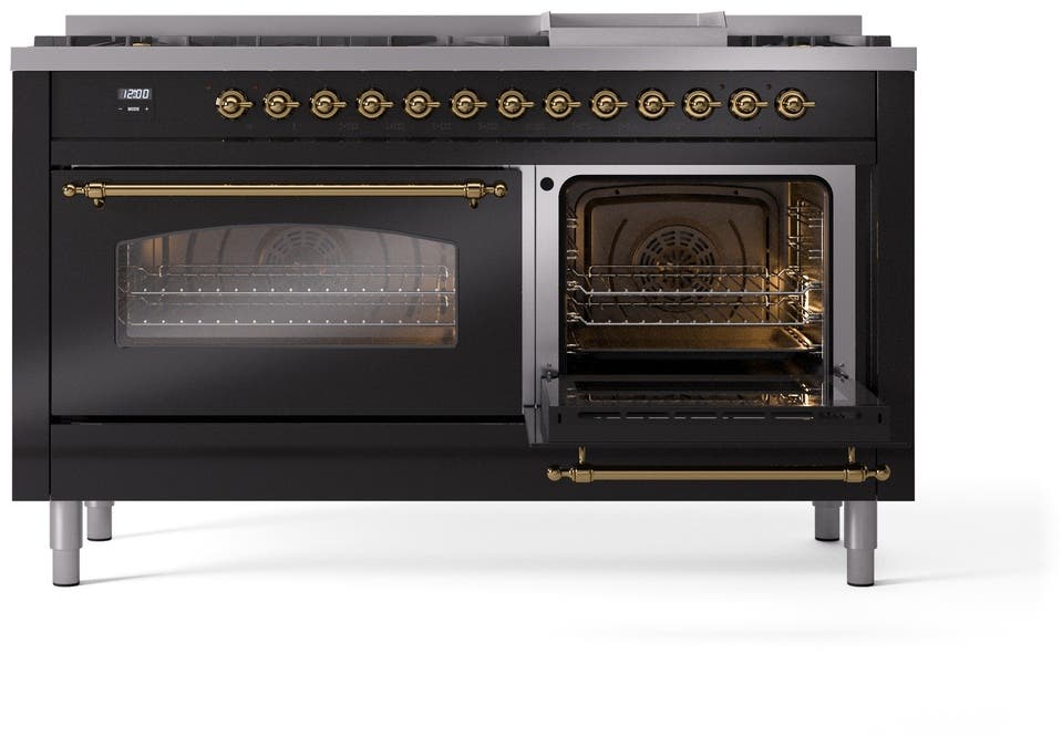 Ilve UP60FNMPBKGLP Glossy Black With Brass Trim, Lp