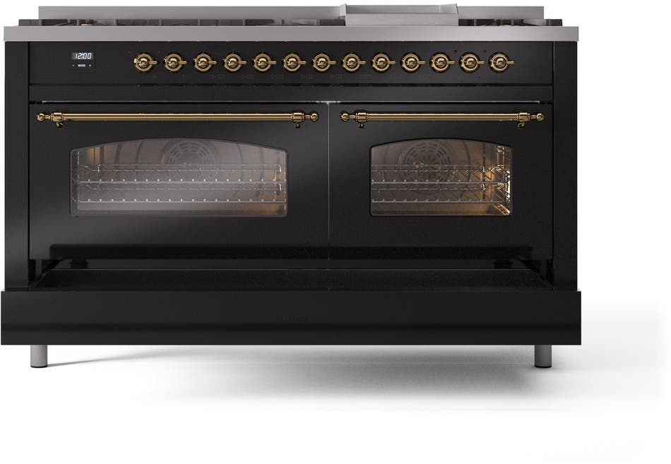 Ilve UP60FNMPBKGLP Glossy Black With Brass Trim, Lp