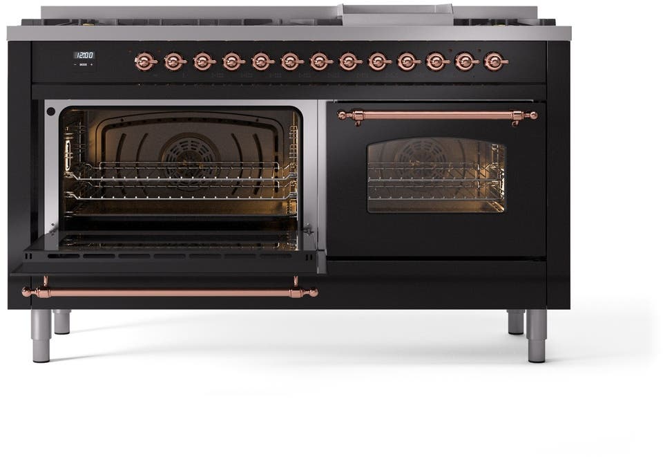 Ilve UP60FNMPBKPLP Glossy Black With Copper Trim, Lp