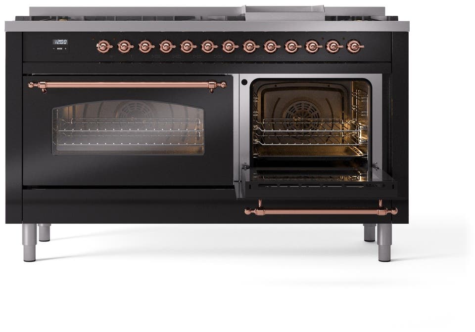 Ilve UP60FNMPBKPLP Glossy Black With Copper Trim, Lp