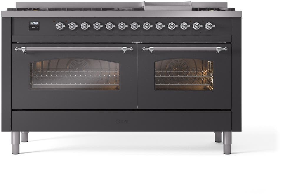 Ilve UP60FNMPMGCLP Graphite Matte With Chrome Trim, Lp