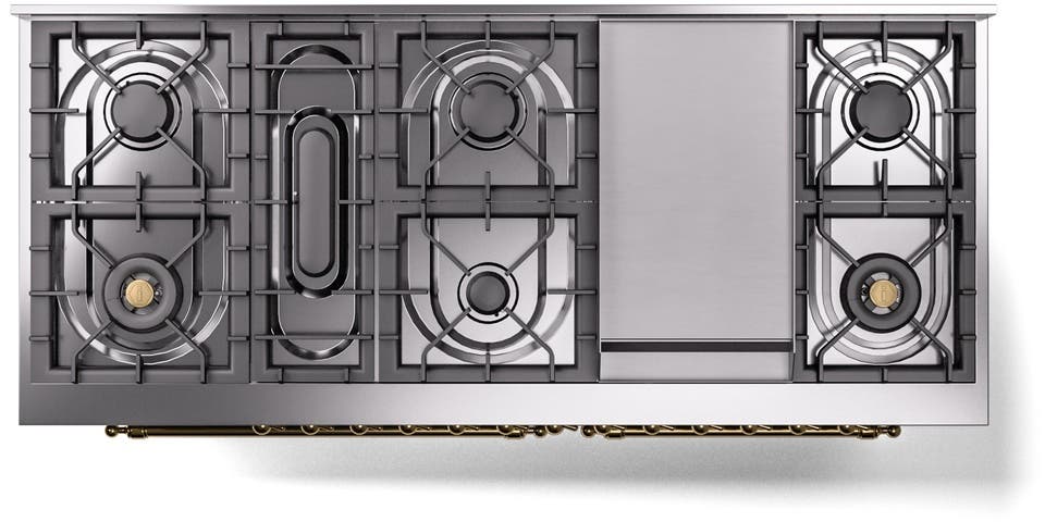 Ilve UP60FNMPSSGLP Stainless Steel, Brass Trim, Triple Glass Door