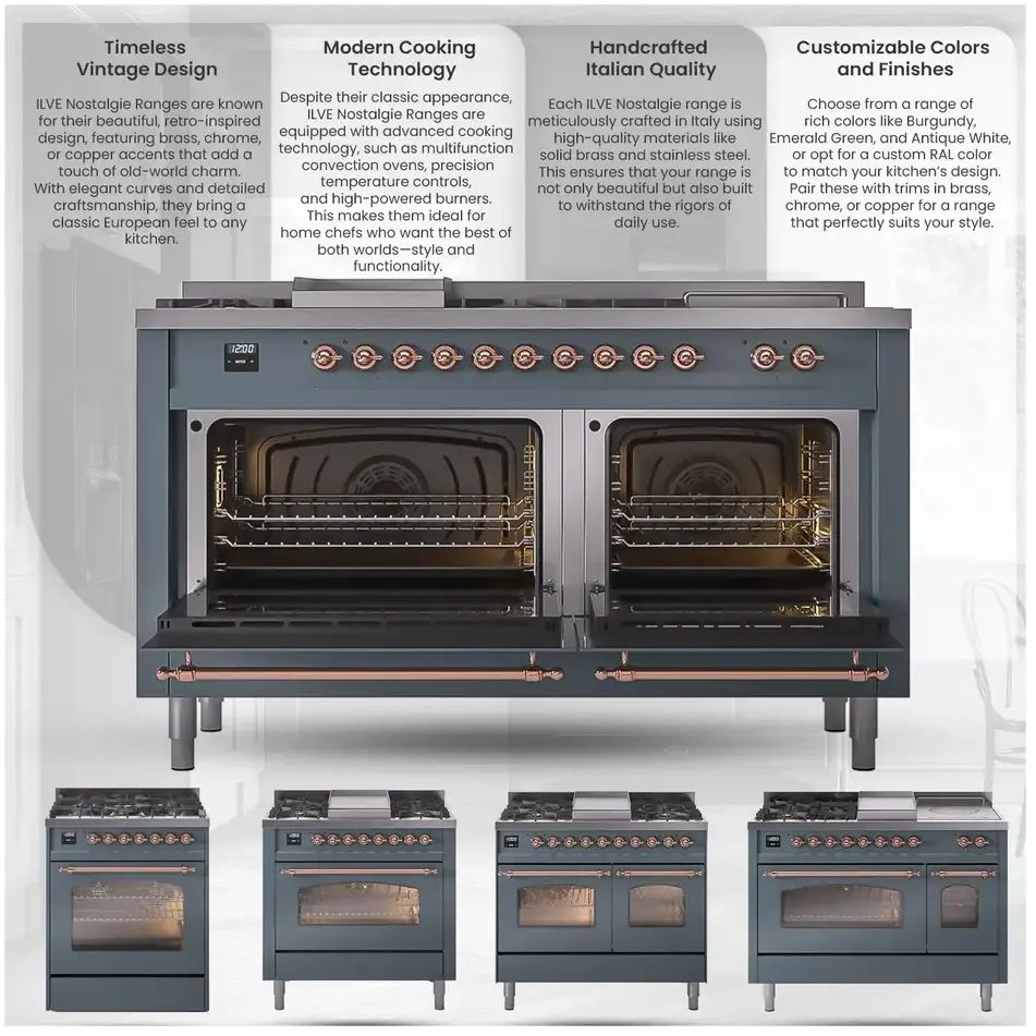 Ilve UP60FQNMPAWBLP Antique White With Bronze Trim, Lp