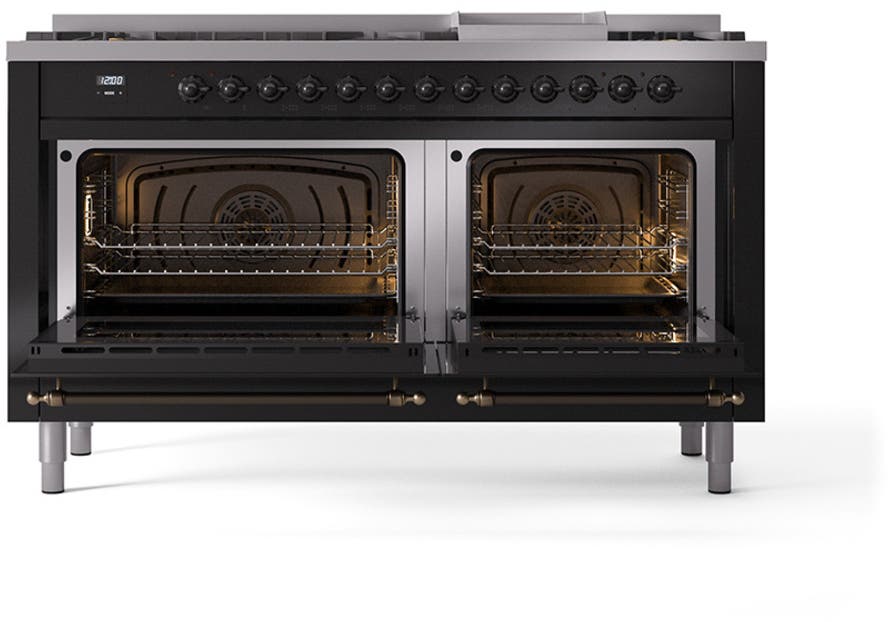 Ilve UP60FQNMPBKB Glossy Black With Bronze Trim