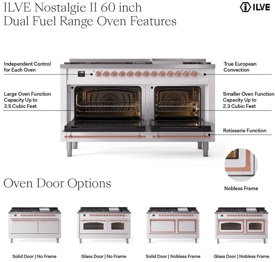 Ilve UP60FSNMPAWCLP Antique White With Chrome Trim, Lp