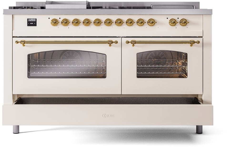 Ilve UP60FSNMPAWGLP Antique White With Brass Trim, Lp