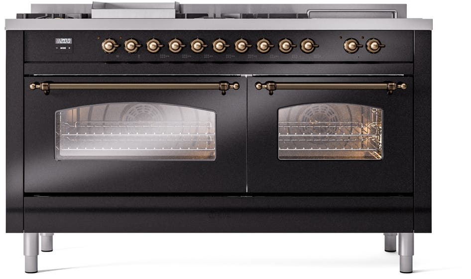 Ilve UP60FSNMPBKBLP Glossy Black With Bronze Trim, Lp