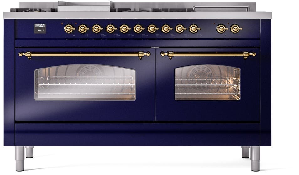 Ilve UP60FSNMPMBGLP Midnight Blue With Brass Trim, Lp