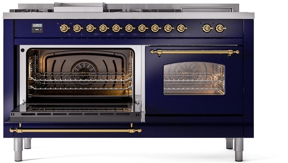 Ilve UP60FSNMPMBGLP Midnight Blue With Brass Trim, Lp