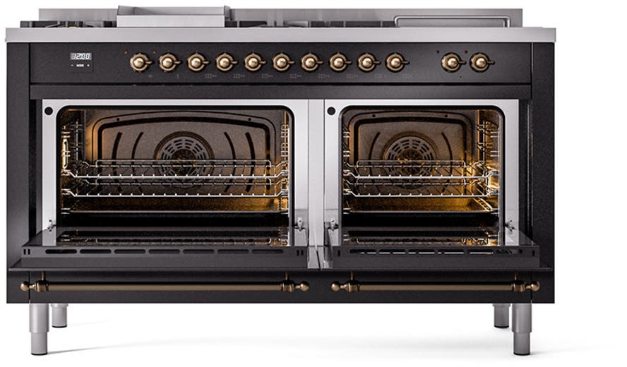 Ilve UP60FSQNMPBKBLP Glossy Black With Bronze Trim, Lp