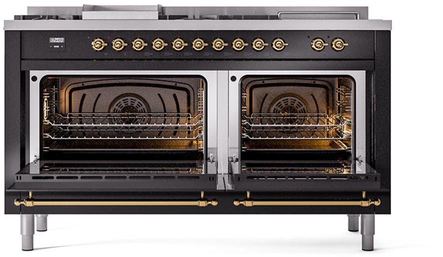 Ilve UP60FSQNMPBKGLP Glossy Black With Brass Trim, Lp