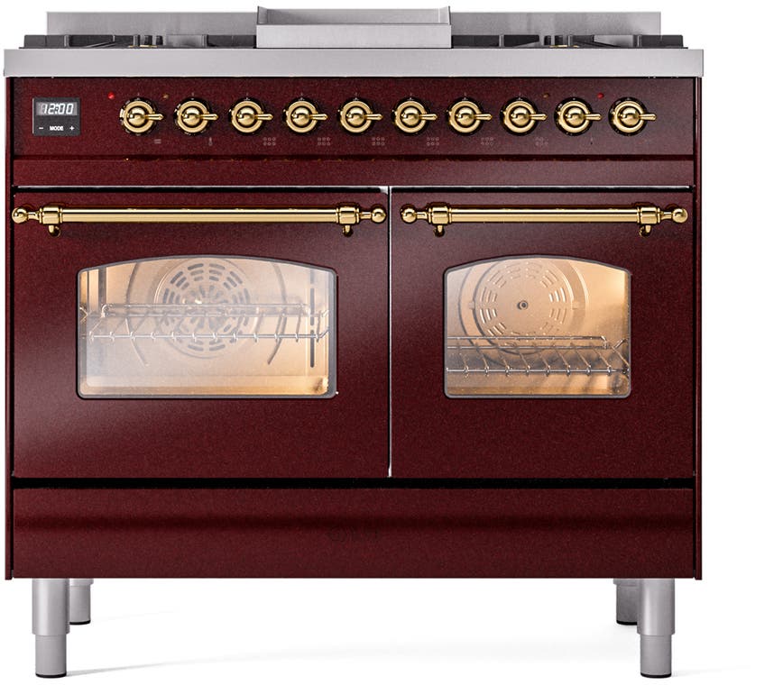 Ilve UPD40FNMPBUGLP Burgundy With Brass Trim, Lp