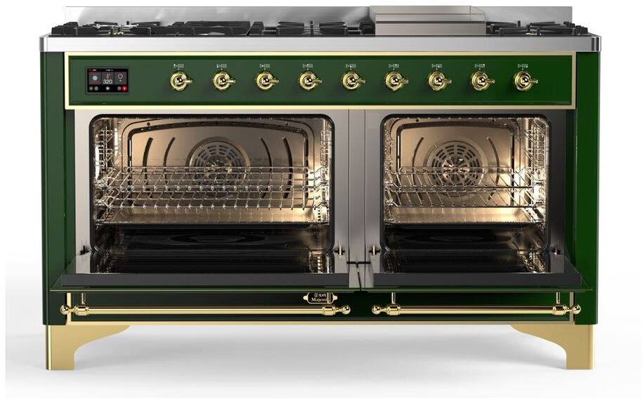 Ilve UM15FDQNS3EGG Natural Gas In Emerald Green W/ Brass Trim