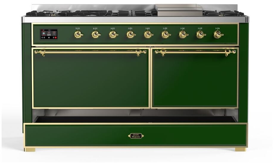 Ilve UM15FDQNS3EGG Natural Gas In Emerald Green W/ Brass Trim