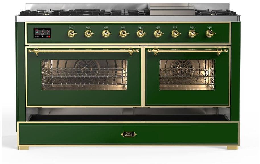 Ilve UM15FDNS3EGG Natural Gas In Emerald Green W/ Brass Trim