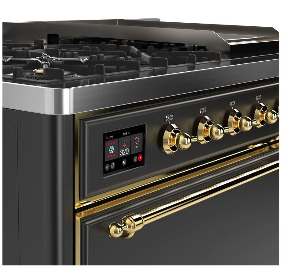 Ilve UM12FDQNS3MGG Natural Gas In Matte Graphite W/ Brass Trim