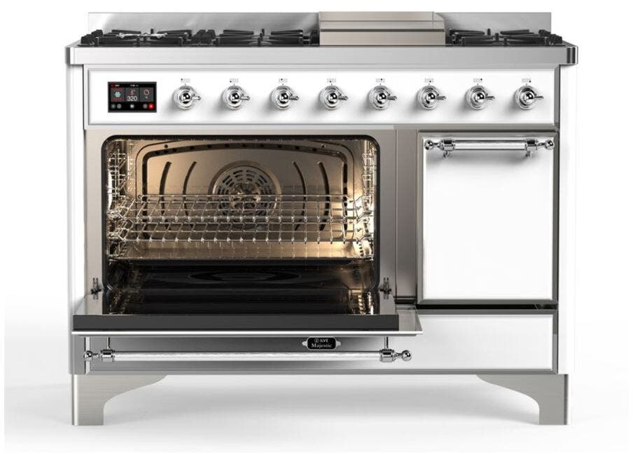 Ilve UM12FDQNS3WHC Natural Gas In White W/ Chrome Trim