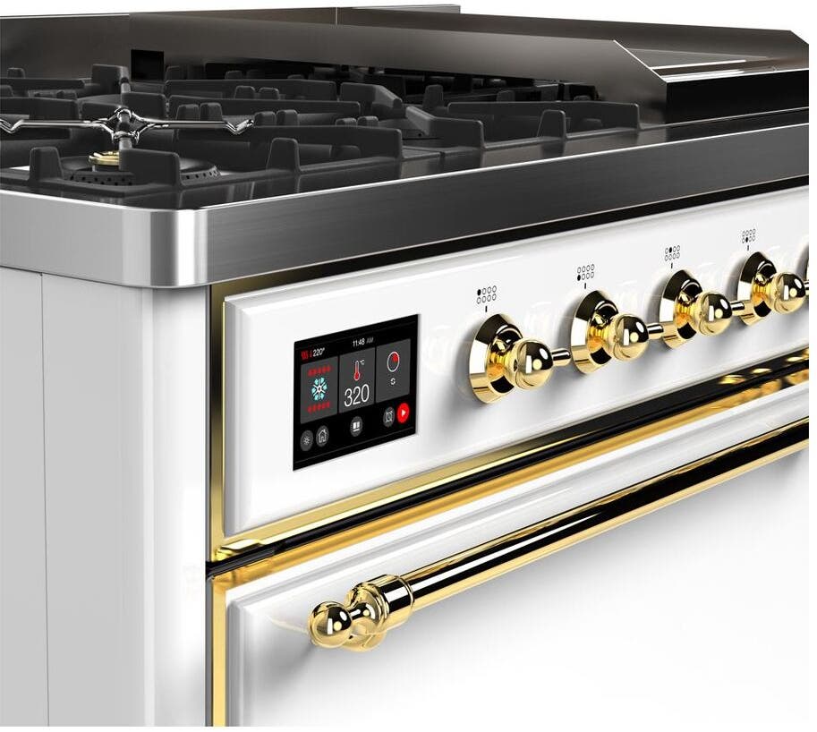 Ilve UM12FDQNS3WHGLP Liquid Propane In White W/ Brass Trim