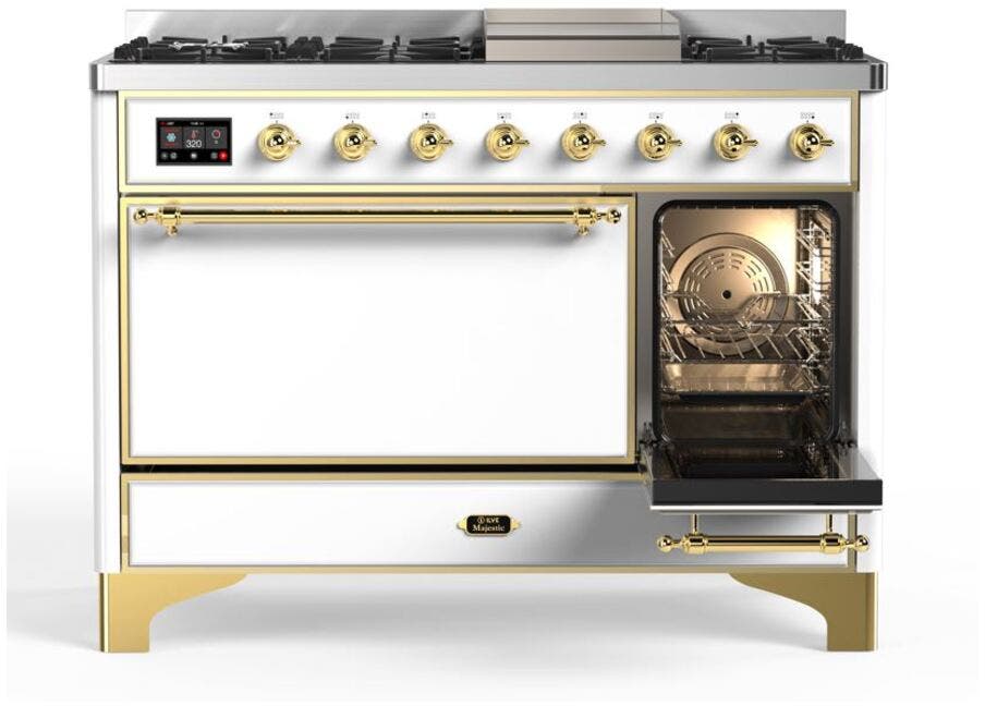 Ilve UM12FDQNS3WHG Natural Gas In White W/ Brass Trim