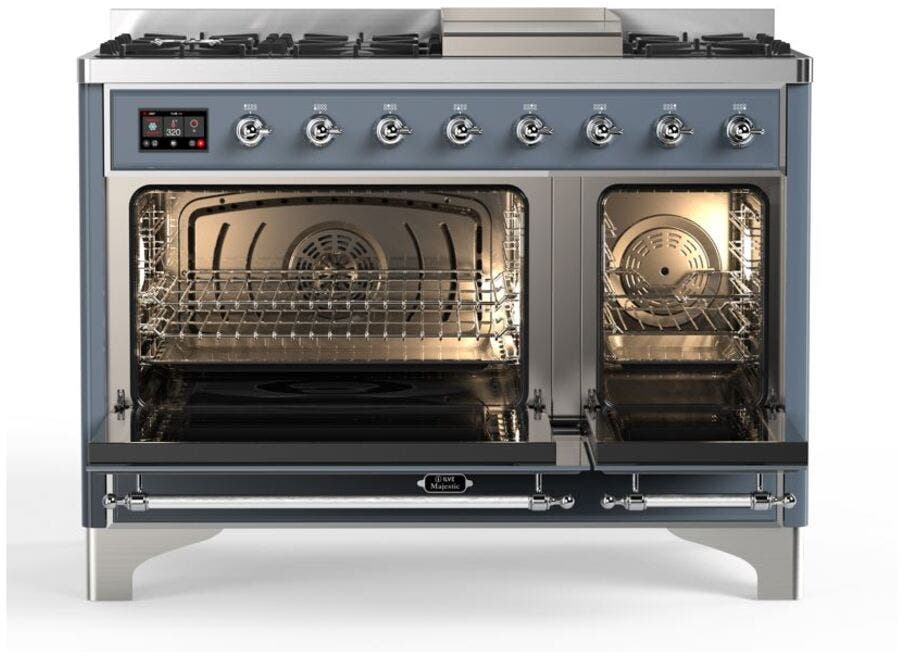 Ilve UM12FDQNS3BGC Natural Gas In Blue Grey W/ Chrome Trim