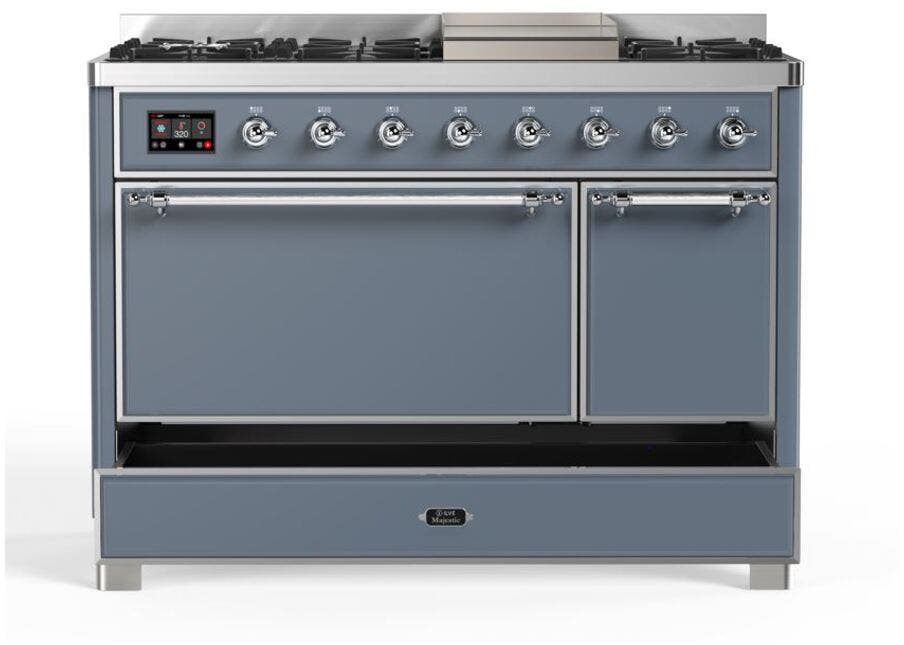Ilve UM12FDQNS3BGC Natural Gas In Blue Grey W/ Chrome Trim