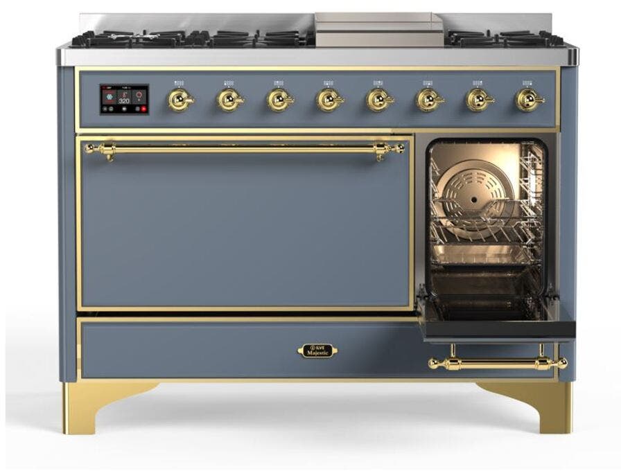 Ilve UM12FDQNS3BGG Natural Gas In Blue Grey W/ Brass Trim
