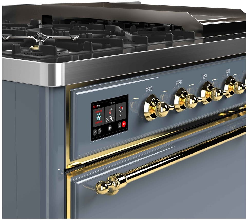 Ilve UM12FDQNS3BGG Natural Gas In Blue Grey W/ Brass Trim