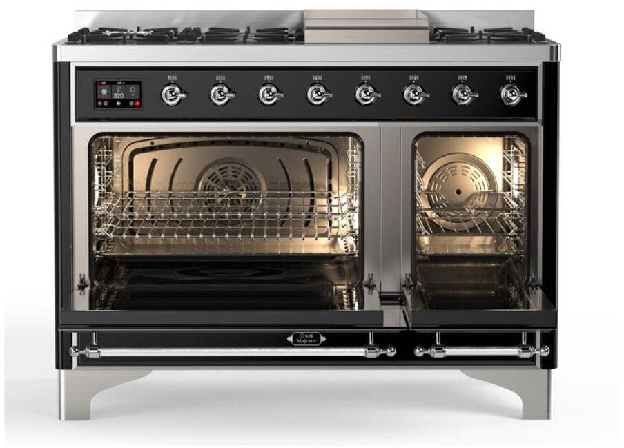Ilve UM12FDQNS3BKCLP Liquid Propane In Glossy Black W/ Chrome Trim