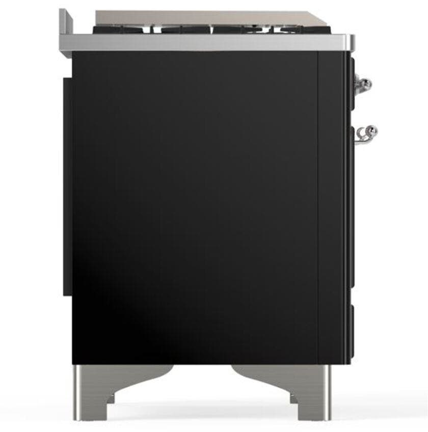 Ilve UM12FDQNS3BKCLP Liquid Propane In Glossy Black W/ Chrome Trim