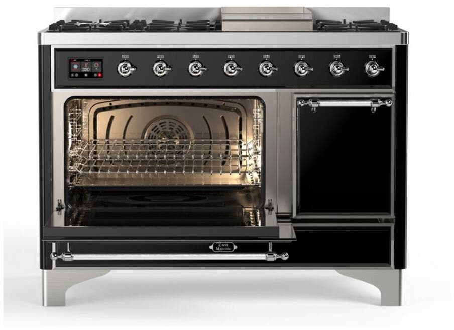 Ilve UM12FDQNS3BKC Natural Gas In Glossy Black W/ Chrome Trim