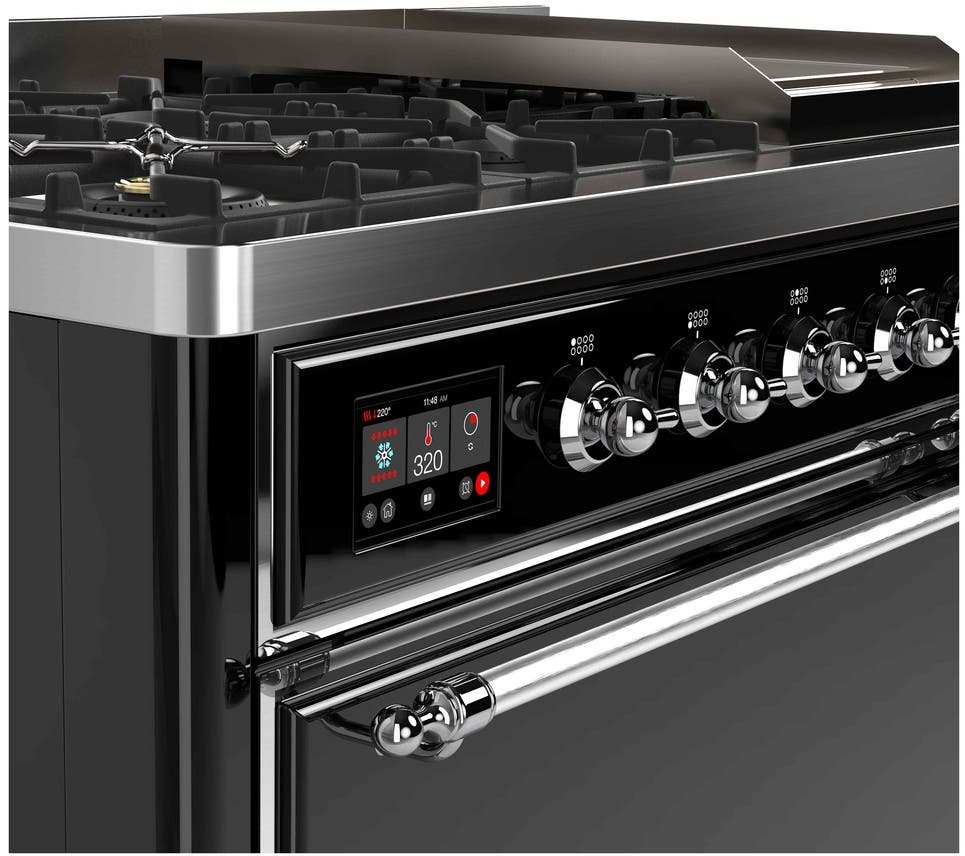 Ilve UM12FDQNS3BKC Natural Gas In Glossy Black W/ Chrome Trim