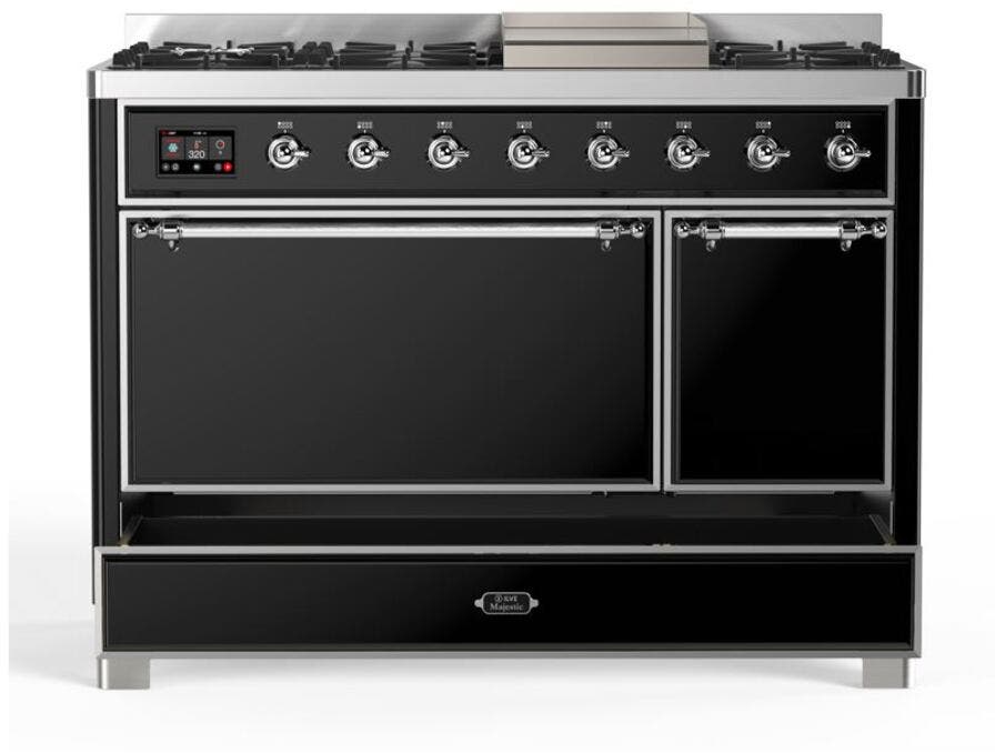 Ilve UM12FDQNS3BKC Natural Gas In Glossy Black W/ Chrome Trim