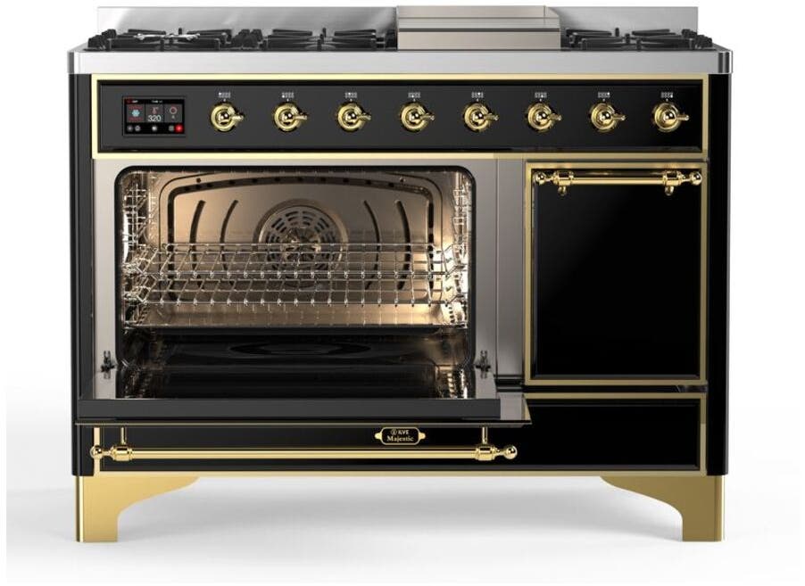 Ilve UM12FDQNS3BKG Natural Gas In Glossy Black W/ Brass Trim
