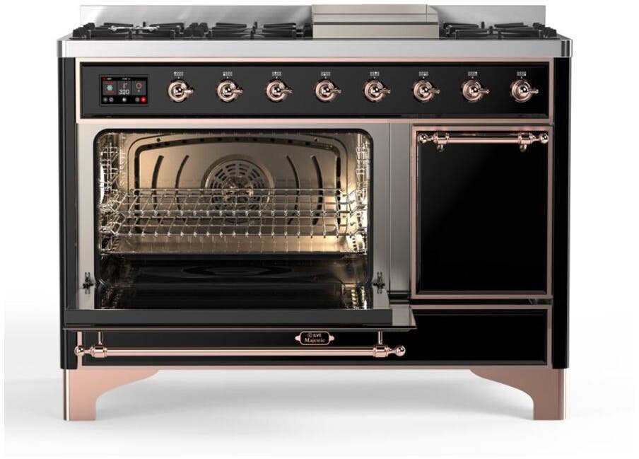 Ilve UM12FDQNS3BKPLP Liquid Propane In Glossy Black W/ Copper Trim