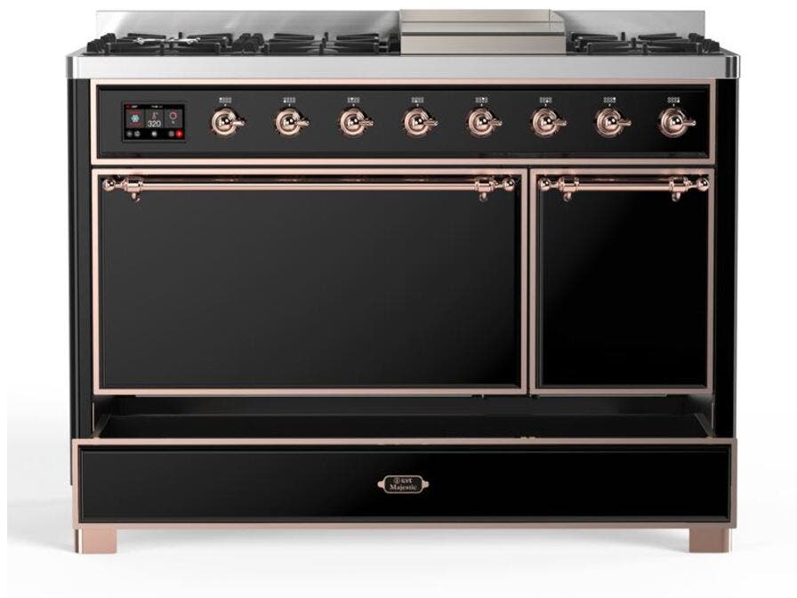 Ilve UM12FDQNS3BKPLP Liquid Propane In Glossy Black W/ Copper Trim