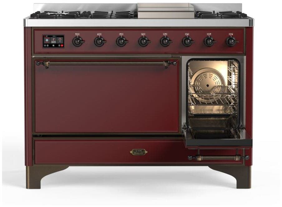 Ilve UM12FDQNS3BUB Natural Gas In Burgundy W/ Bronze Trim