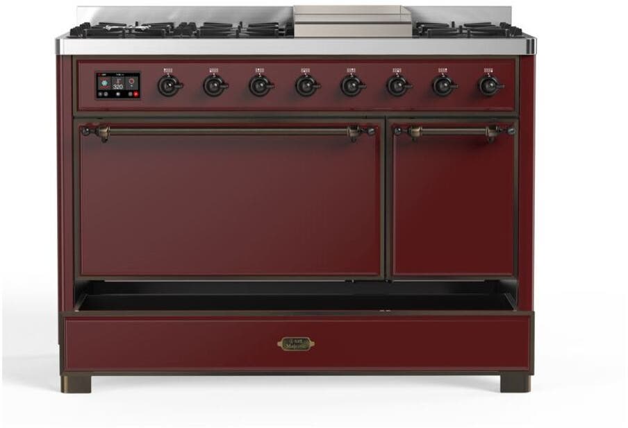 Ilve UM12FDQNS3BUB Natural Gas In Burgundy W/ Bronze Trim