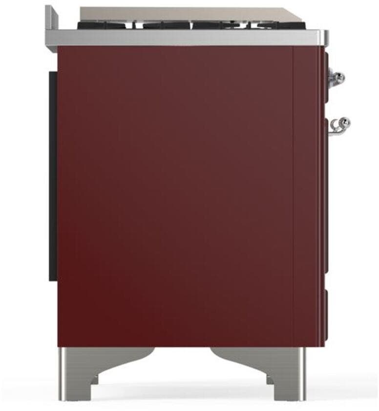 Ilve UM12FDQNS3BUC Natural Gas In Burgundy W/ Chrome Trim