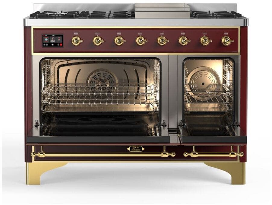 Ilve UM12FDQNS3BUGLP Liquid Propane In Burgundy W/ Brass Trim