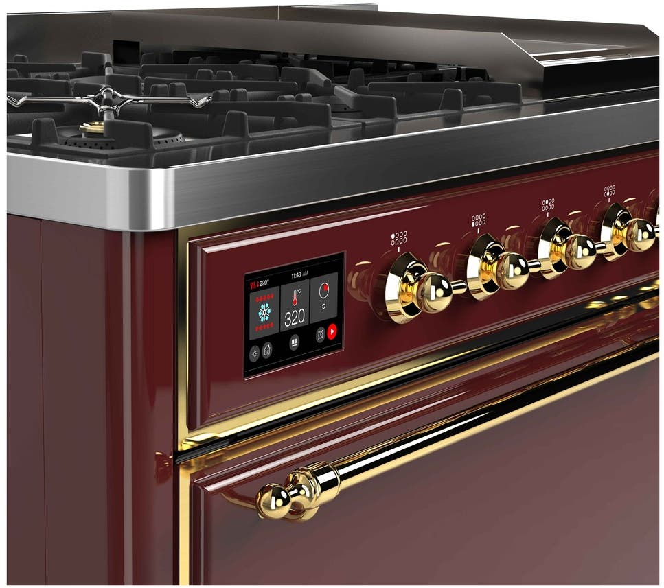 Ilve UM12FDQNS3BUG Natural Gas In Burgundy W/ Brass Trim