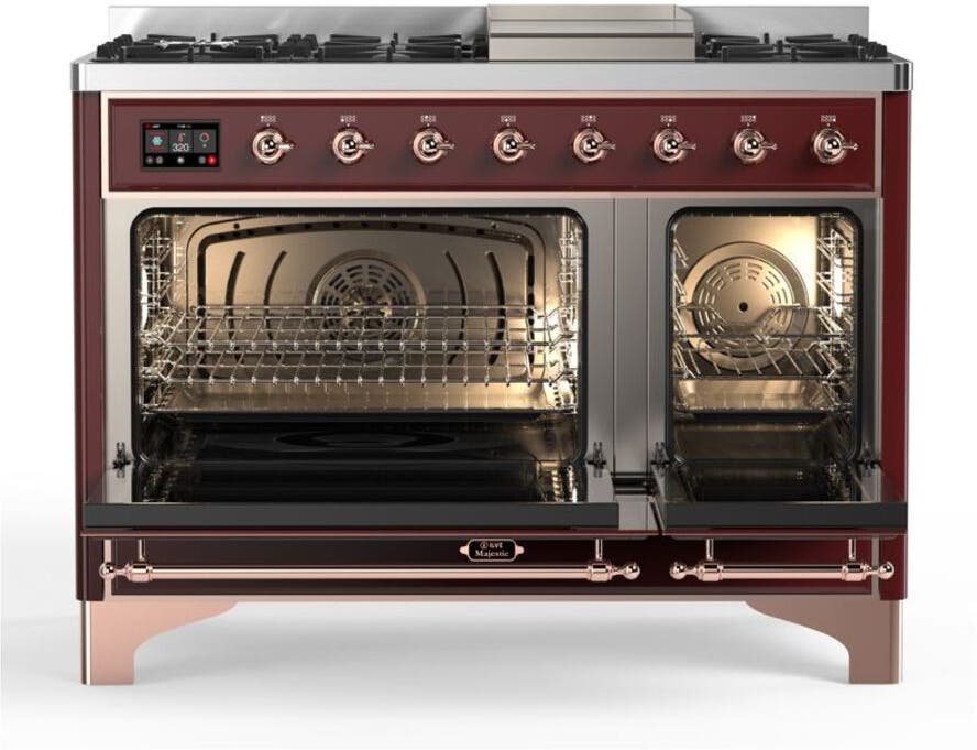 Ilve UM12FDQNS3BUP Natural Gas In Burgundy W/ Copper Trim