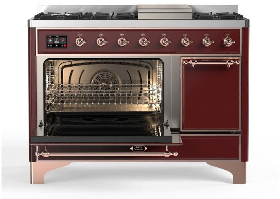 Ilve UM12FDQNS3BUP Natural Gas In Burgundy W/ Copper Trim