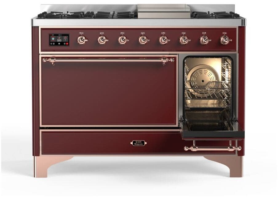 Ilve UM12FDQNS3BUP Natural Gas In Burgundy W/ Copper Trim