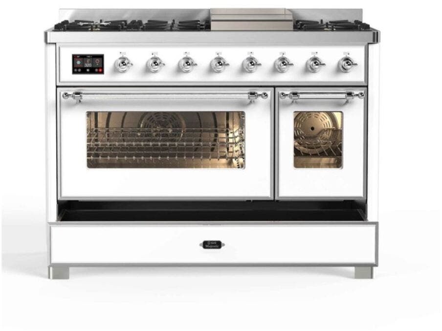 Ilve UM12FDNS3WHCLP Liquid Propane In White W/ Chrome Trim